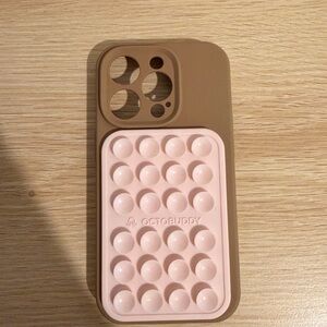 Silicone Bubble Phone Case - Pink on Brown